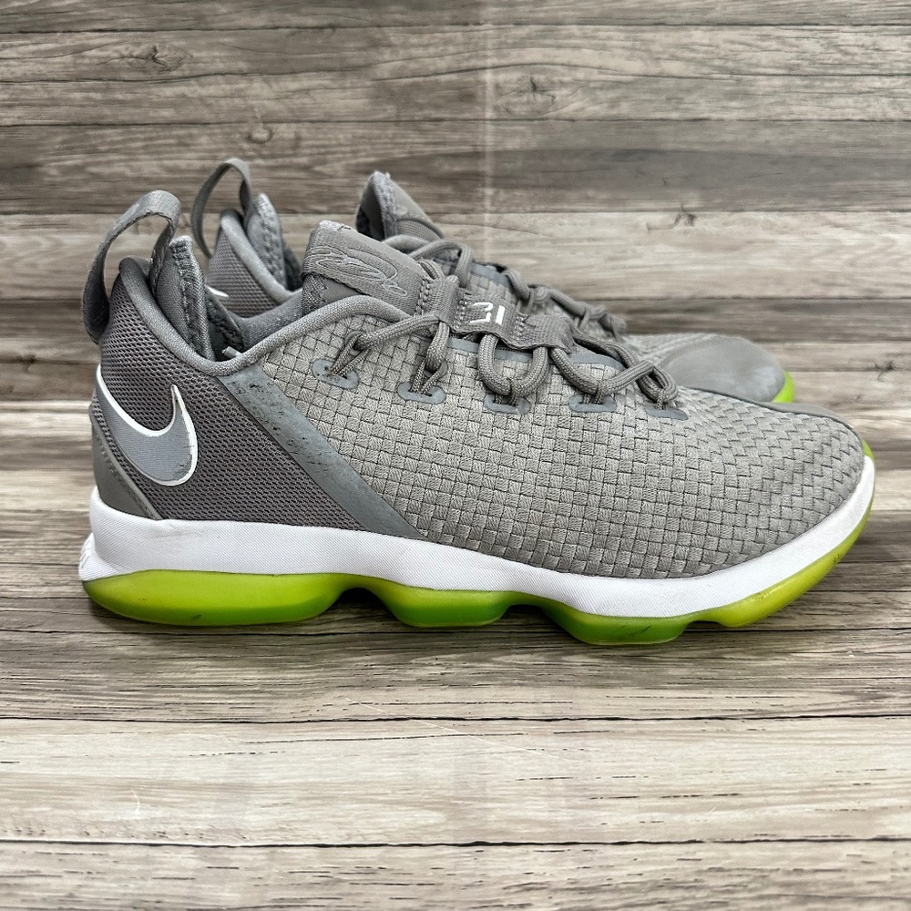 Nike Lebron 14 Mens 8 Gray Volt Basketball Shoes Low Lace Up Sneaker 878636-005
